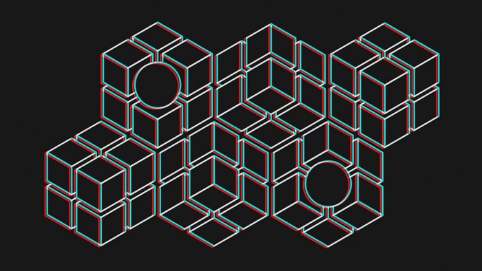 3D isometric cubes and circles pattern
