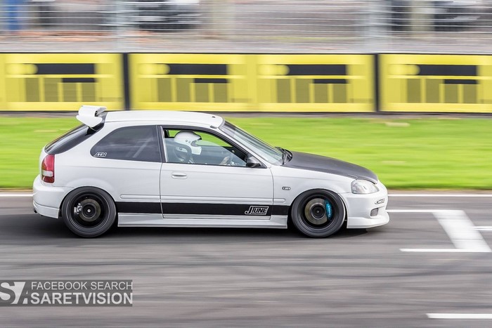 White Honda Civic on a Race Track