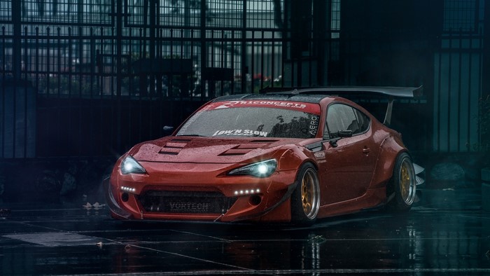 Red Toyota Scion FR-S Tuning Car