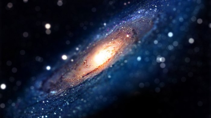 Galaxy with stars and bokeh effect