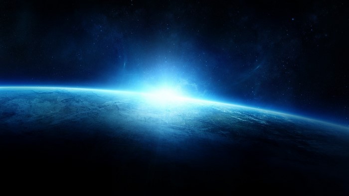 Space art with glowing horizon