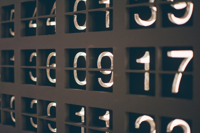 Numbers on a dark grid display