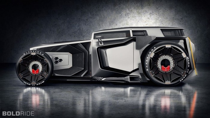 Futuristic carbon fiber hot rod car