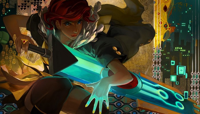 Redhead woman with sword from Transistor