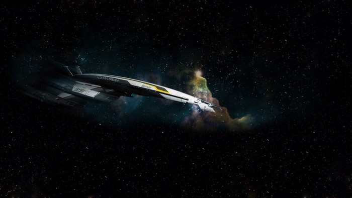 Normandy SR-2 spaceship from Mass Effect in space