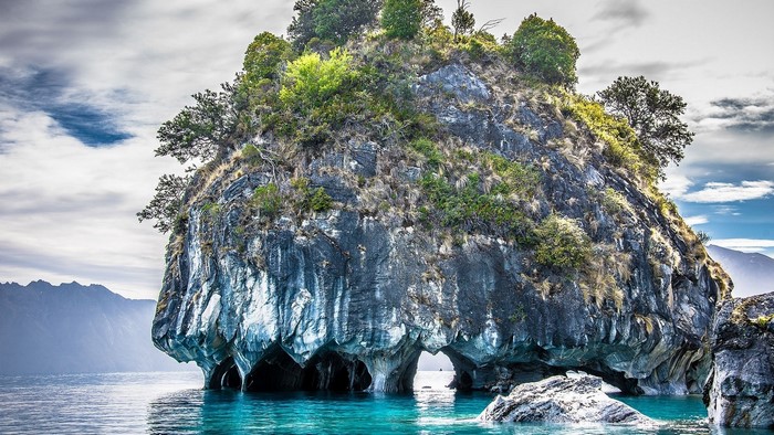Marble Caves rock formation in General Carrera Lake, Patagonia, Chile