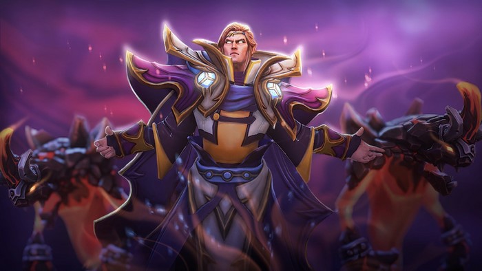 Invoker from Dota 2 with fiery creatures