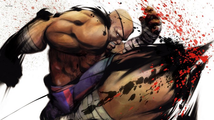 Sagat from Street Fighter in a violent fight
