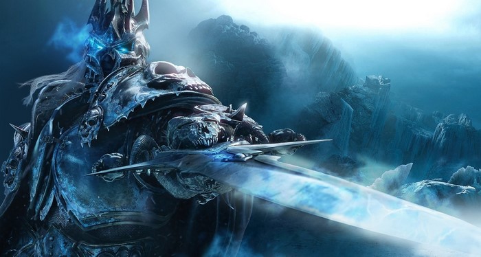 The Lich King from World of Warcraft holding Frostmourne
