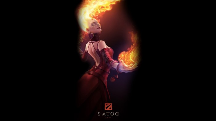 Lina from Dota 2 with fire