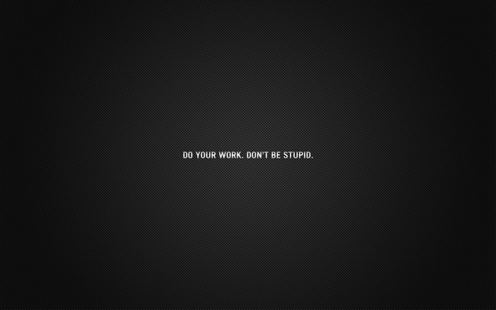 DO YOUR WORK. DON'T BE STUPID. quote