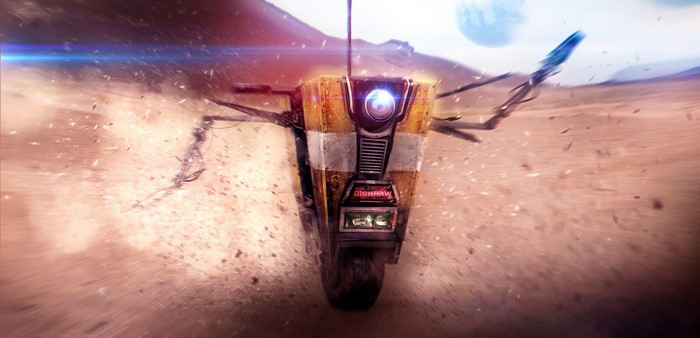 Claptrap from Borderlands in a desert landscape