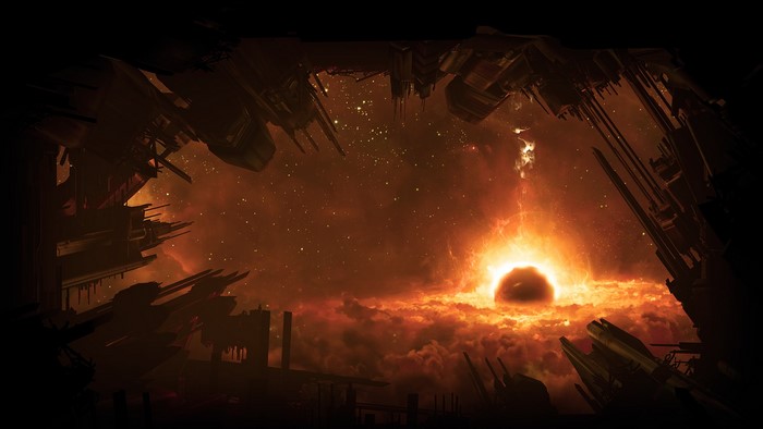 Fiery Black Hole in Deep Space from Mass Effect