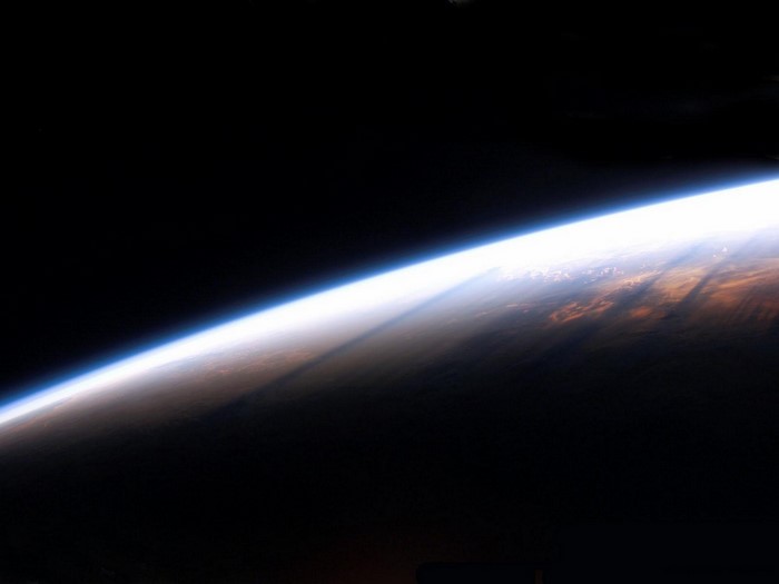 Earth's atmosphere from space at sunrise