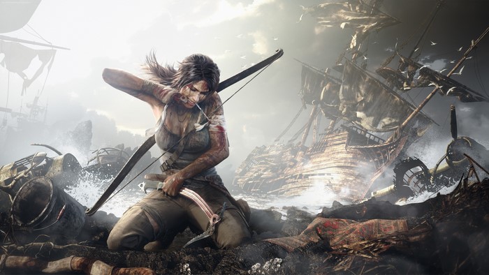 Lara Croft from Tomb Raider with bow and arrow