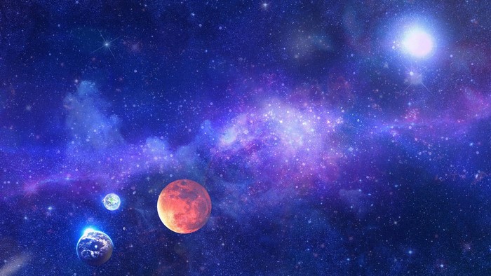 Digital art of planets and nebulae in space