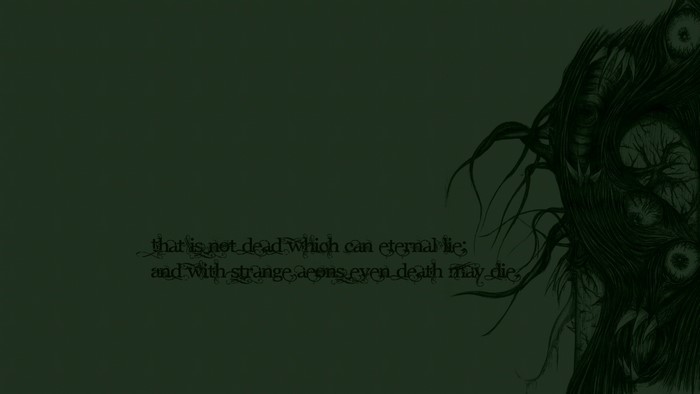 Quote about death and eternity with Cthulhu illustration