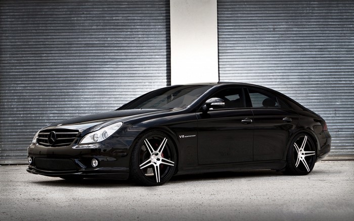 Black Mercedes CLS 55 AMG with Custom Rims