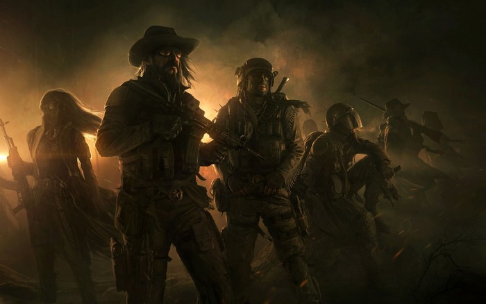 Wasteland 2 concept art of a group of survivors