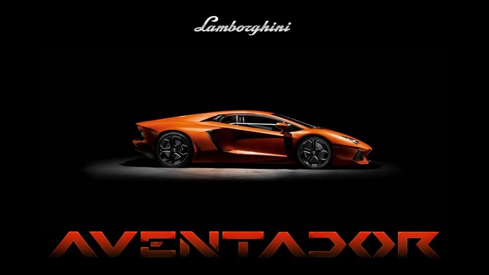 Orange Lamborghini Aventador with Lamborghini Logo