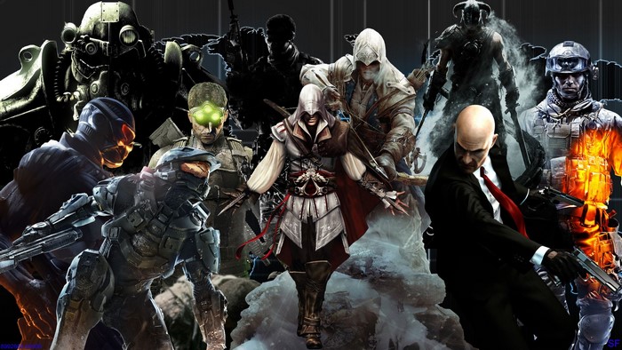 Characters from Assassin's Creed, Halo, Fallout, Hitman, Splinter Cell, and Battlefield