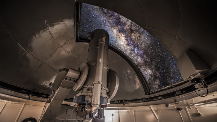 Observatory telescope viewing the Milky Way in Chile