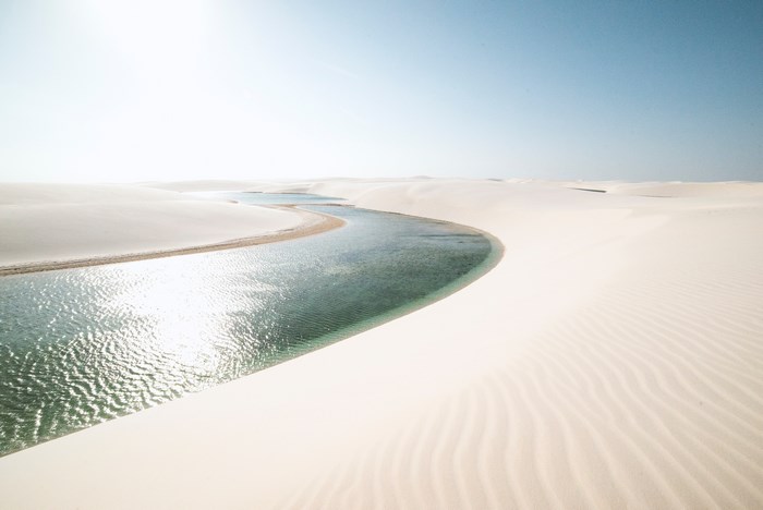 Lagoon in the sand dunes of Lençóis Maranhenses, Brazil