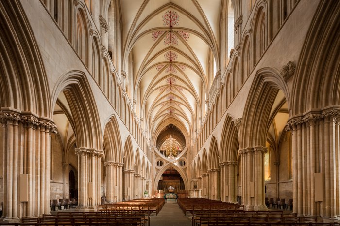 Interior of Wells Cathedral Nave, Somerset, England