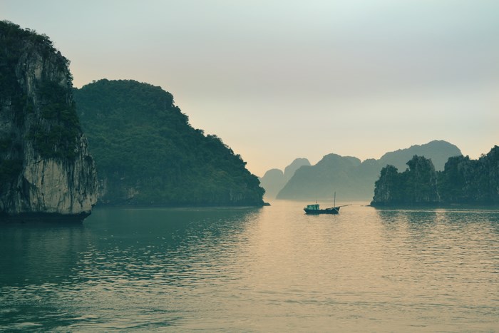 Boat sailing in Ha Long Bay, Vietnam