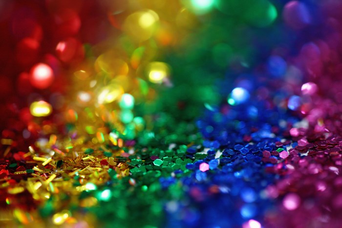 Rainbow glitter with bokeh effect