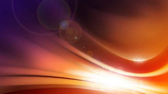 Abstract orange and purple light streaks with lens flares