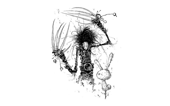 Edward Scissorhands with a rabbit