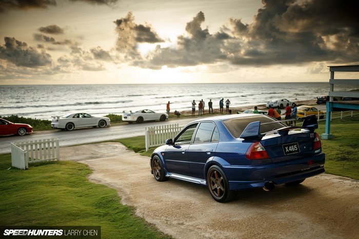 Mitsubishi Lancer Evo at the beach