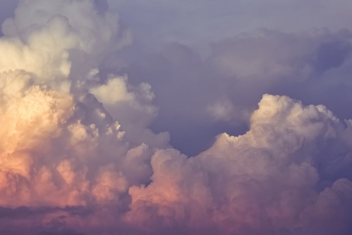 Cumulus clouds at sunrise or sunset