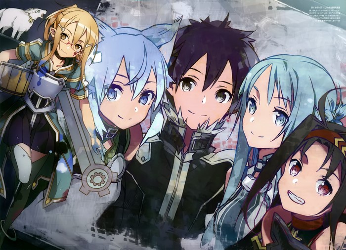 Sword Art Online characters: Asuna, Sinon, Yuuki, Kirito