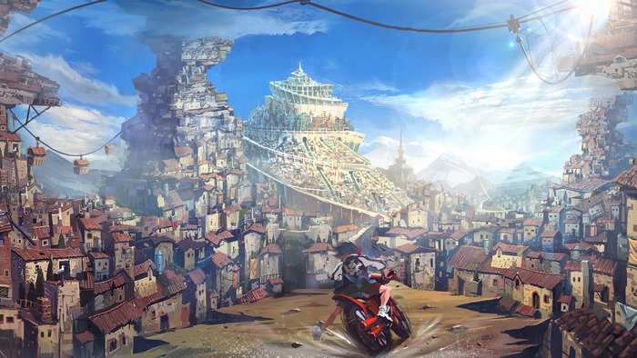 Ryuko Matoi from Kill la Kill on a motorcycle