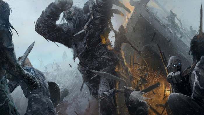 White Walkers and Giant Battle in Game of Thrones Fantasy Art