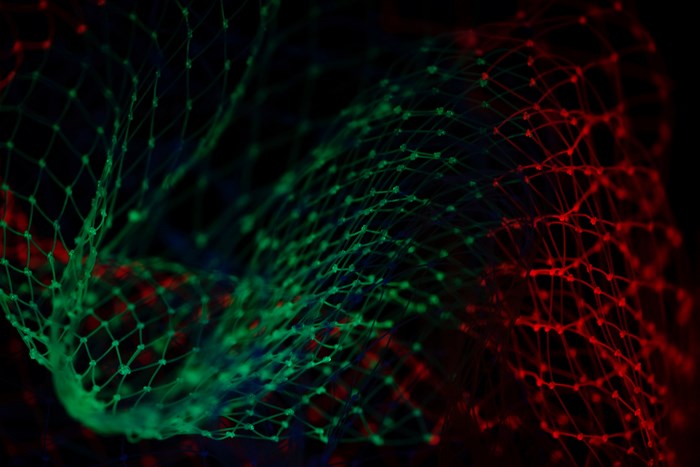 Abstract red and green net pattern