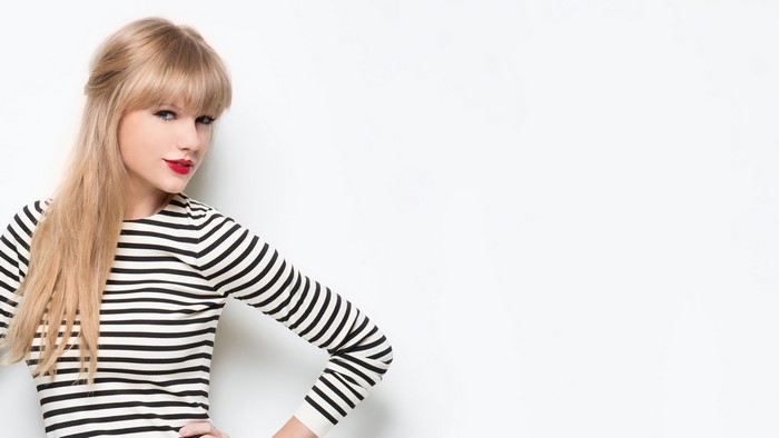 1920x1080 Taylor Swift Celebrity Blonde Singer Striped Clothing Red Lipstick White Background