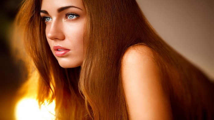 Marina Isayeva, a redhead model with blue eyes