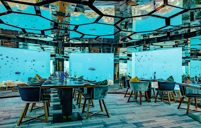 Underwater restaurant in the Maldives