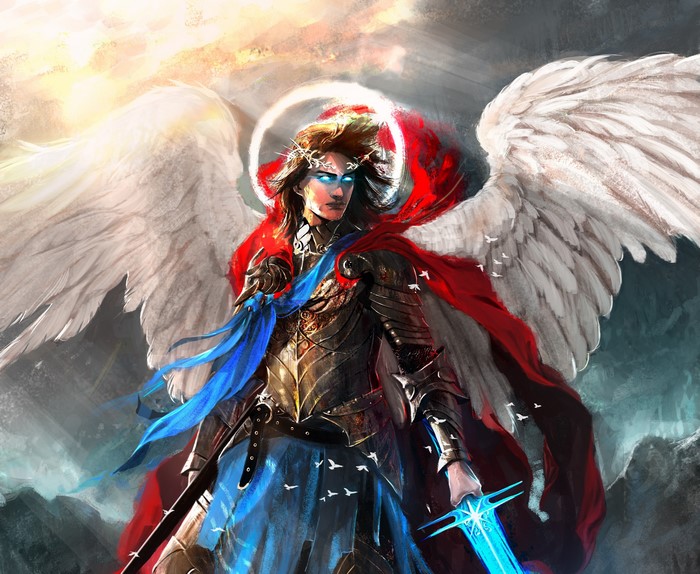 Warrior angel with sword and wings