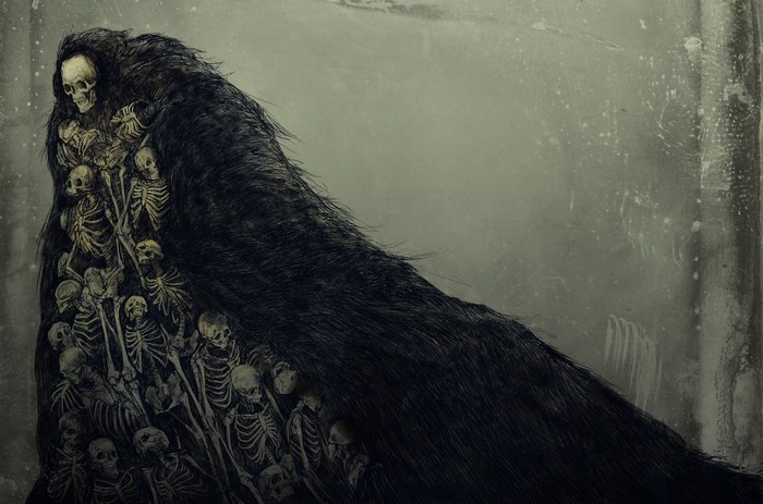 Nito from Dark Souls surrounded by skeletons