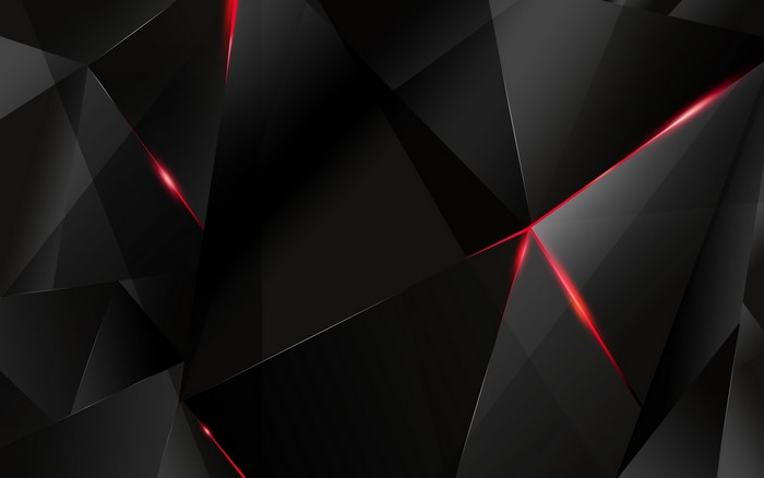 Dark geometric abstract with red light accents