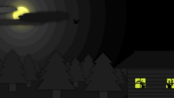 Halloween night with spooky house and forest