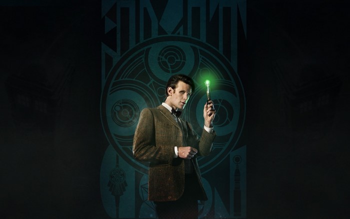 Eleventh Doctor from Doctor Who holding a sonic screwdriver