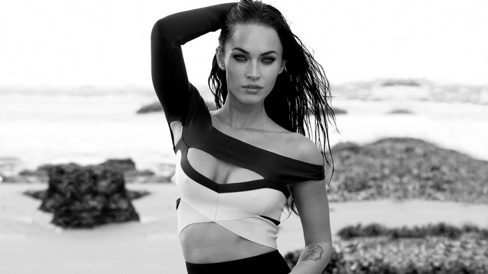Megan Fox posing on a beach