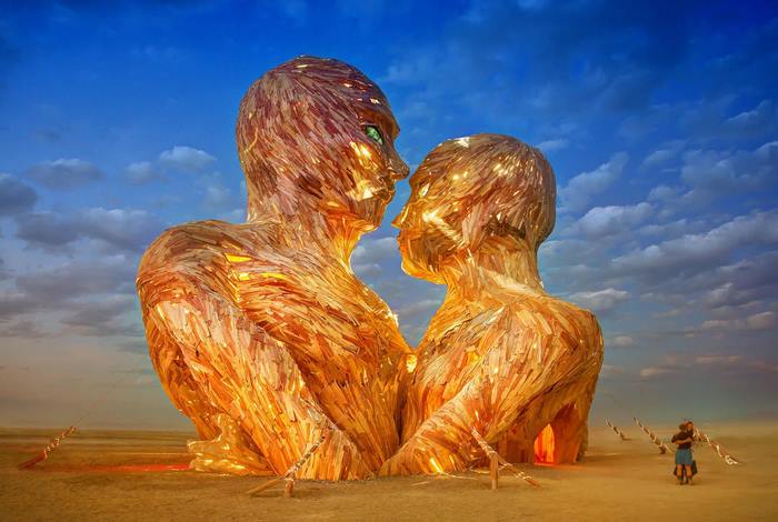 The Embrace sculpture at Burning Man
