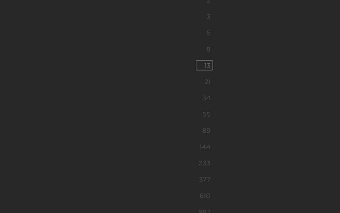 Fibonacci sequence numbers on a dark background