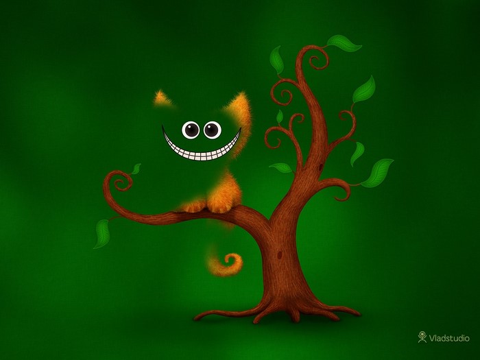 Cheshire Cat on a tree branch